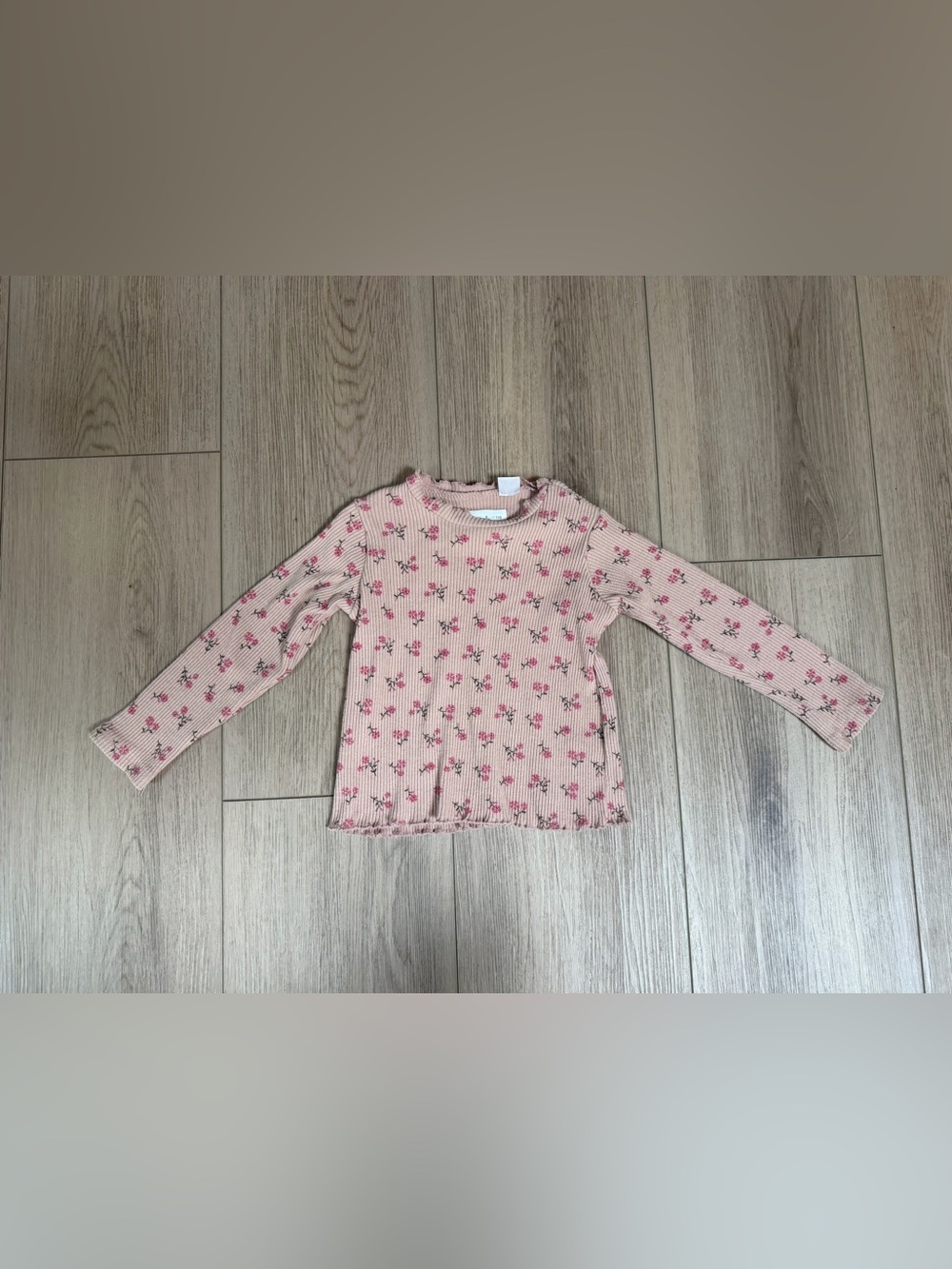 ZARA Girls' Pink Floral Ribbed Sweater